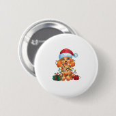 Xmas Lighting Weihnachtsmannmütze Poodle Dog Weihn Button (Vorne & Hinten)