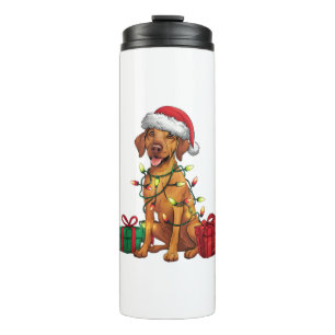 Xmas Lighting Weihnachtsmannmütze Rhodesian Ridgeb Thermosbecher