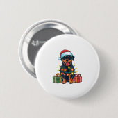 Xmas Lighting Weihnachtsmannmütze Rottweiler Dog W Button (Vorne & Hinten)