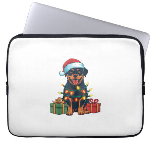 Xmas Lighting Weihnachtsmannmütze Rottweiler Dog W Laptopschutzhülle
