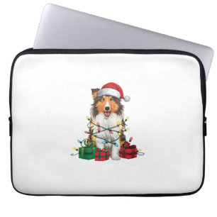 Xmas Lighting Weihnachtsmannmütze Rough Collie Dog Laptopschutzhülle