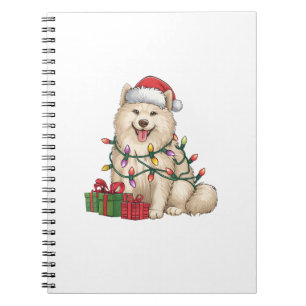 Xmas Lighting Weihnachtsmannmütze Samoyed Dog Weih Notizblock