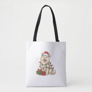 Xmas Lighting Weihnachtsmannmütze Samoyed Dog Weih Tasche