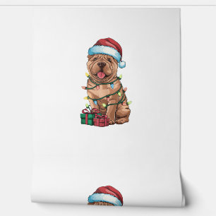 Xmas Lighting Weihnachtsmannmütze Shar Pei Dog Wei Tapete