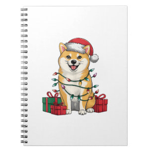 Xmas Lighting Weihnachtsmannmütze Shiba Inu Dog We Notizblock