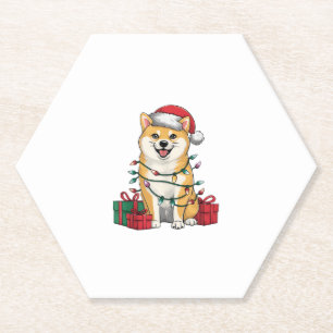 Xmas Lighting Weihnachtsmannmütze Shiba Inu Dog We Untersetzer