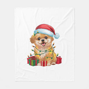 Xmas Lighting Weihnachtsmannmütze Shih Poo Dog Wei Fleecedecke