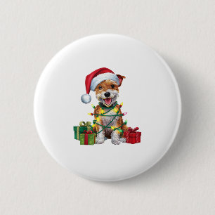 Xmas Lighting Weihnachtsmannmütze Skye Terrier Dog Button