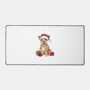 Xmas Lighting Weihnachtsmannmütze Skye Terrier Dog Schreibtischunterlage