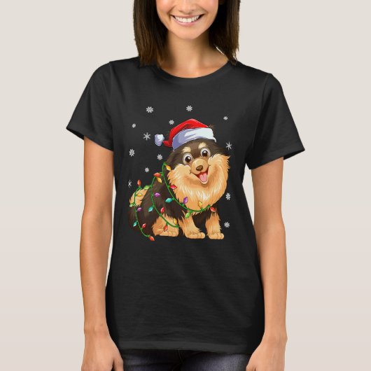 Xmas Lighting Weihnachtsmannmütze Spitz T-Shirt (Vorderseite)