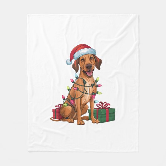 Xmas Lighting Weihnachtsmannmütze Thai Ridgeback D Fleecedecke (Vorderseite)
