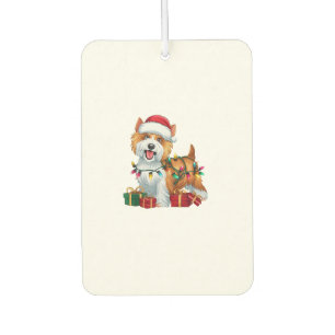 Xmas Lighting Weihnachtsmannmütze Tibetan Terrier Autolufterfrischer