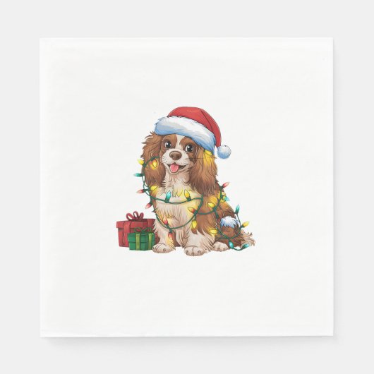 Xmas Lighting Weihnachtsmannmütze Tibetisch Spanie Serviette (Vorderseite)