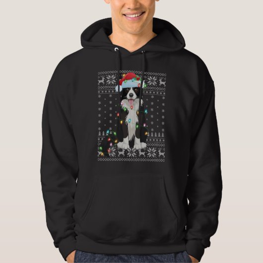Xmas Lighting Weihnachtsmannmütze Ugly Border Coll Hoodie (Vorderseite)