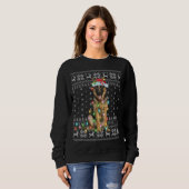 Xmas Lighting Weihnachtsmannmütze Ugly German Shep Sweatshirt (Vorne ganz)