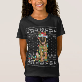 Xmas Lighting Weihnachtsmannmütze Ugly German Shep T-Shirt