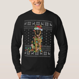 Xmas Lighting Weihnachtsmannmütze Ugly German Shep T-Shirt