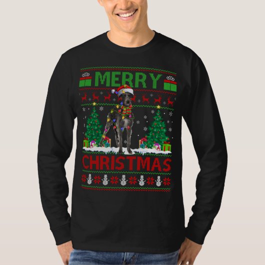 Xmas Lighting Weihnachtsmannmütze Ugly Irish Wolfh T-Shirt (Vorderseite)