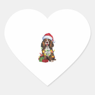 Xmas Lighting Weihnachtsmannmütze Welsh Springer S Herz-Aufkleber