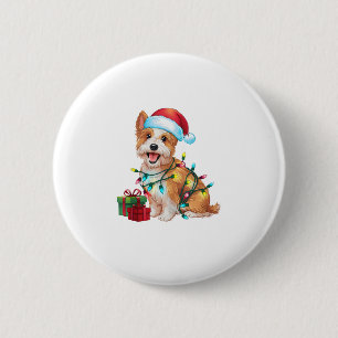 Xmas Lighting Weihnachtsmannmütze Westie Dog Weihn Button
