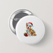 Xmas Lighting Weihnachtsmannmütze Westie Dog Weihn Button (Vorne & Hinten)