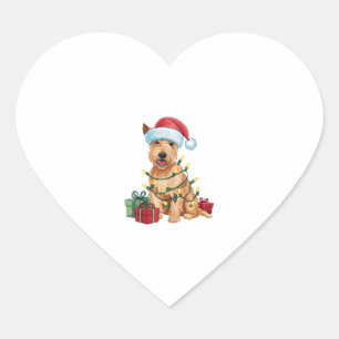 Xmas Lighting Weihnachtsmannmütze Wheaten Terrier Herz-Aufkleber