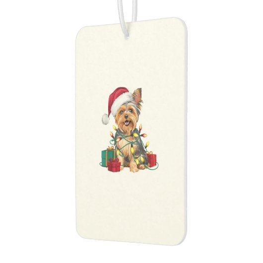 Xmas Lighting Weihnachtsmannmütze Yorkie Dog Weihn Autolufterfrischer (Links)