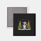 Xmas Lights Border Collie Dog Weihnachtsmannmütze Magnet (Vorderseite/Rückseite)