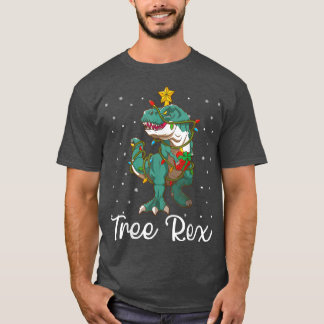 Xmas Lights Christmas Dinosaur Tree Re 905 T-Shirt