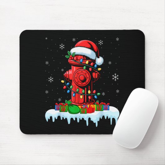 Xmas Lights Fire Hydrant Firefighter Christmas Mousepad (Mit Mouse)