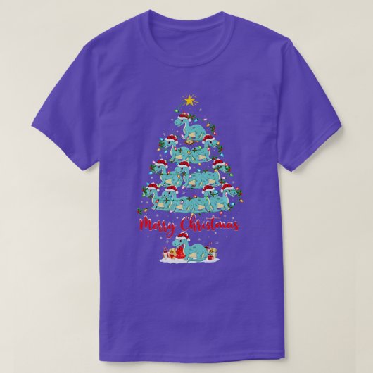 Xmas Lights Funny Santa Brontosaurus Dinosaur Chri T-Shirt (Design vorne)