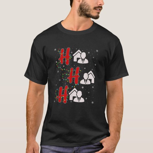Xmas Lights HO HO HO Realtor Funny Ugly Weihnachte T-Shirt (Vorderseite)