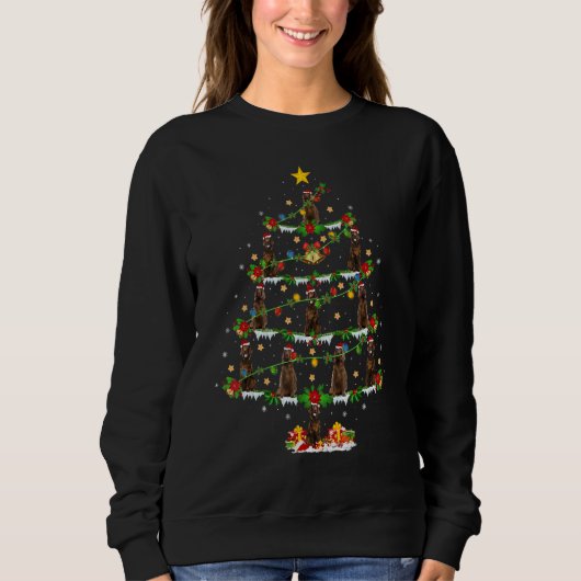 Xmas Lights Irish Setter Dog Christmas Tree Sweatshirt (Vorderseite)