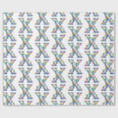 Xmas Lights Letter X Weihnachten Geschenkpapier (Flach)