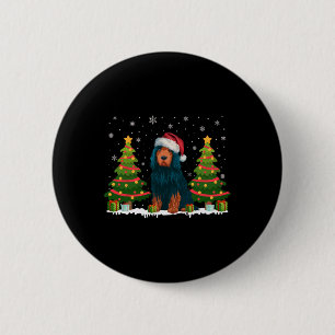 Xmas Lights Portugiesischer Wasserdog Weihnachtsma Button