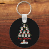 Xmas Lights Santa Bichon Frise Dog Christmas Tree Schlüsselanhänger (Vorderseite)