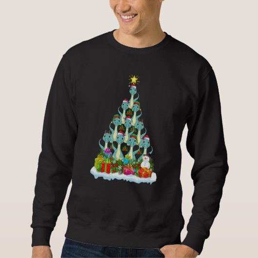 Xmas Lights  Santa Brontosaurus Dinosaur Christmas Sweatshirt (Vorderseite)