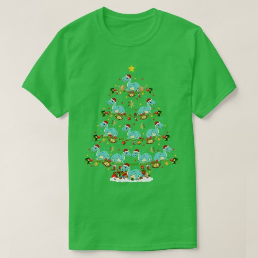Xmas Lights Santa Brontosaurus Dinosaurier Weihnac T-Shirt (Design vorne)