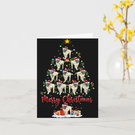 Xmas Lights Santa English Mastiff Dog Christmas Tr Karte (Gelbe Blume)