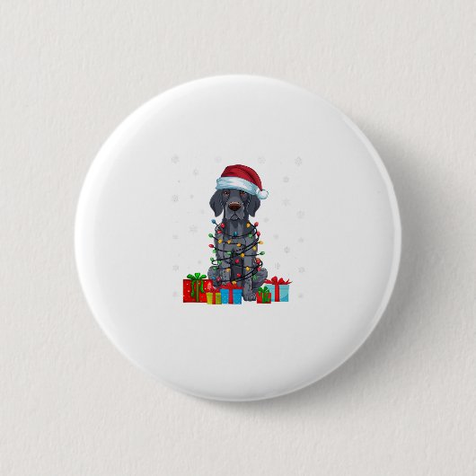 Xmas Lights Santa German Kurzhaarige Pointer Dog C Button (Vorderseite)