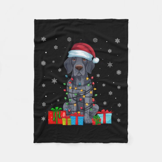 Xmas Lights Santa German Kurzhaarige Pointer Dog C Fleecedecke (Vorderseite)