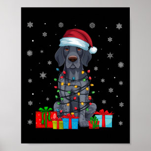 Xmas Lights Santa German Kurzhaarige Pointer Dog C Poster