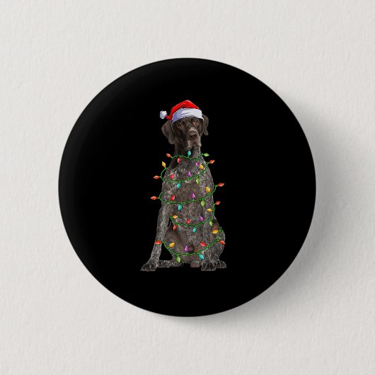 Xmas Lights Santa German Shorthaired Inter Dog Chr Button (Vorderseite)