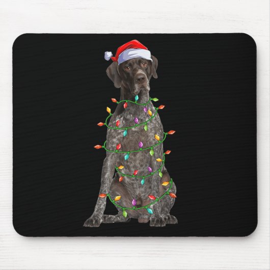 Xmas Lights Santa German Shorthaired Inter Dog Chr Mousepad (Vorne)