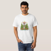 Xmas Lights Santa Hare Weihnachten T-Shirt (Vorne ganz)