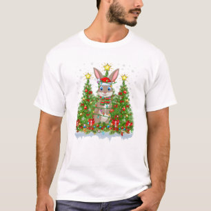 Xmas Lights Santa Hare Weihnachten T-Shirt