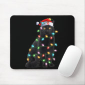 Xmas Lights Santa Hat Black Cat Christmas Mousepad (Mit Mouse)