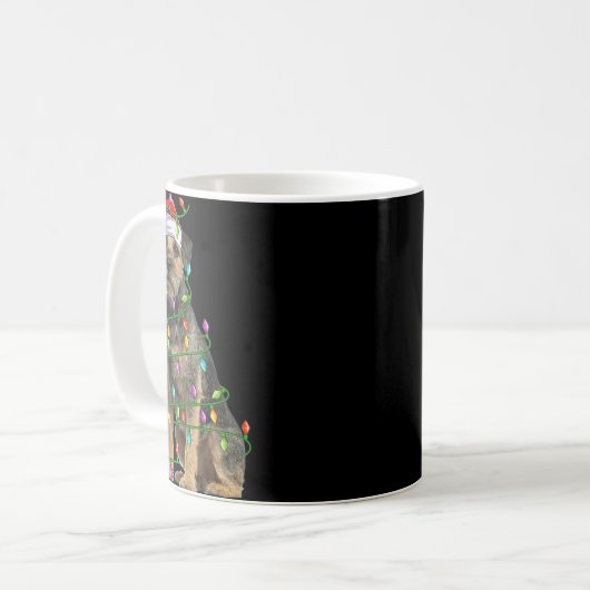 Xmas Lights Santa Hat Border Terrier Dog Christmas Kaffeetasse (Vorderseite Links)