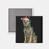 Xmas Lights Santa Hat Border Terrier Dog Christmas Magnet (Vorderseite/Rückseite)