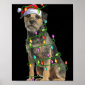 Xmas Lights Santa Hat Border Terrier Dog Christmas Poster (Vorne)